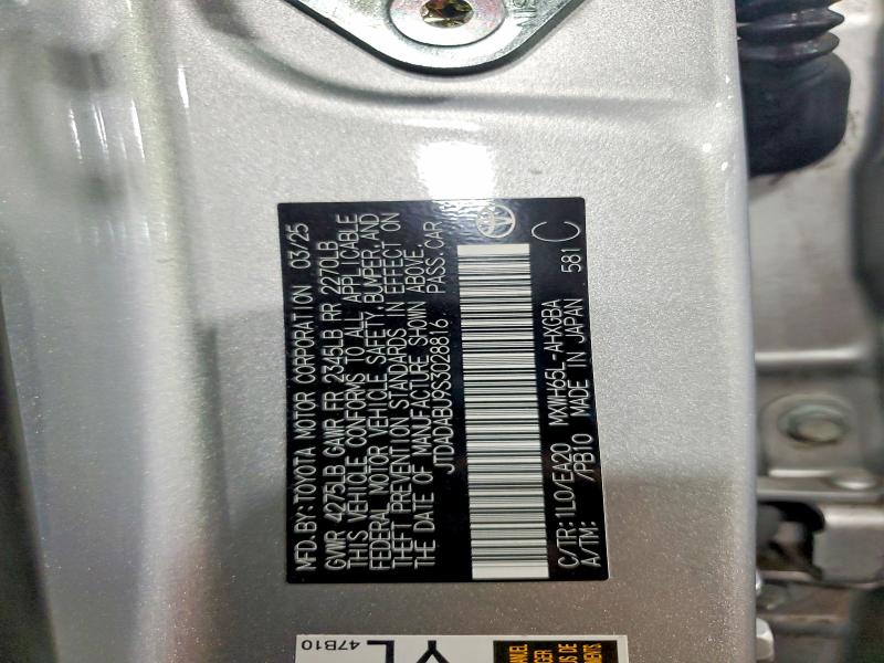 2025 Toyota Prius მანქანა იყიდება აუქციონზე, vin: JTDADABU9S3028816, აუქციონის ნომერი: 50915966