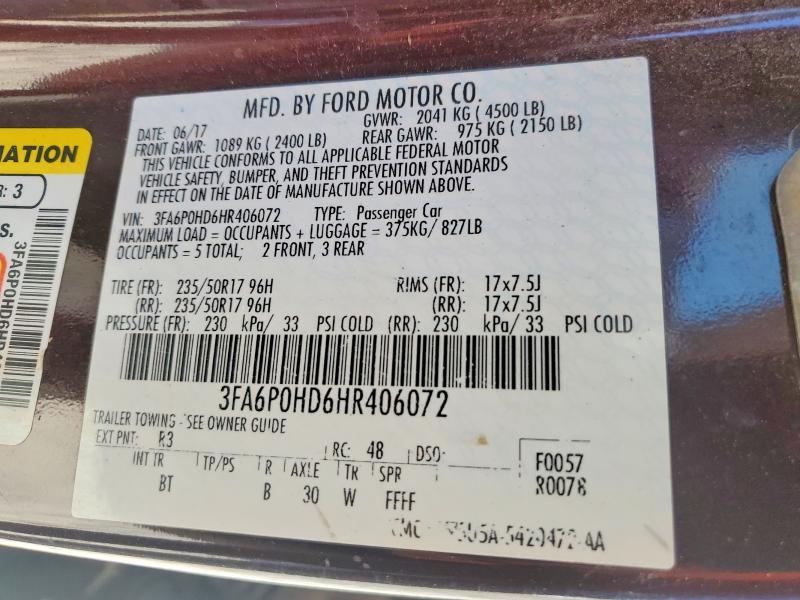 Продаж на аукціоні авто 2017 Ford Fusion, vin: 3FA6P0HD6HR406072, номер лоту: 49096066