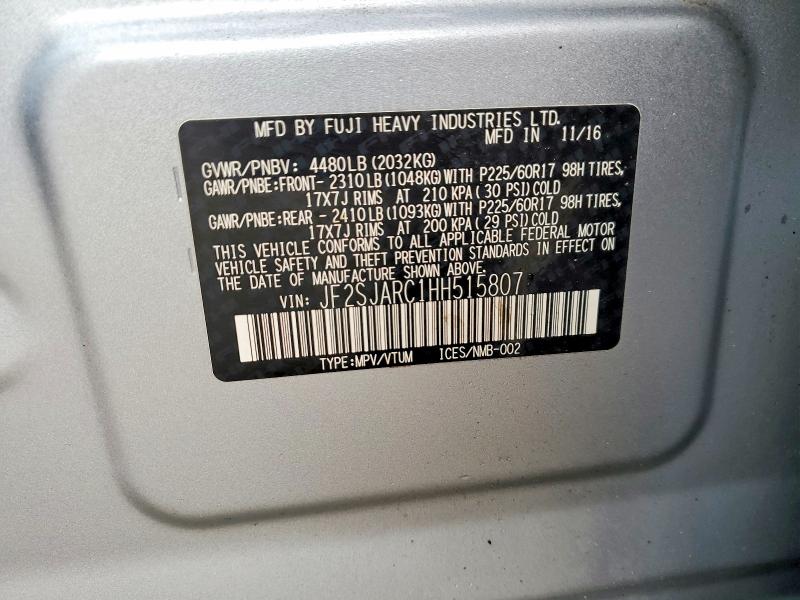 Продажа на аукционе авто 2017 Subaru Forester, vin: JF2SJARC1HH515807, номер лота: 50417116