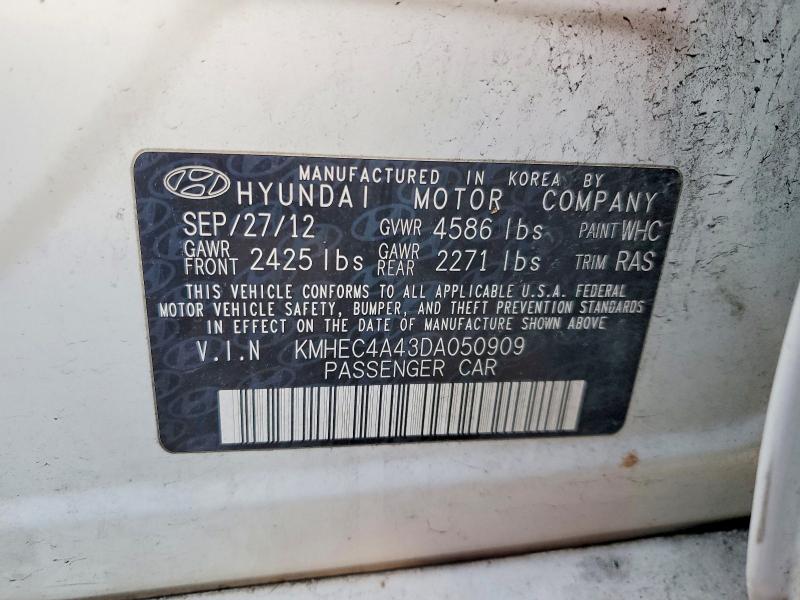 Продажа на аукционе авто 2013 Hyundai Sonata Hybrid, vin: KMHEC4A43DA050909, номер лота: 47810866