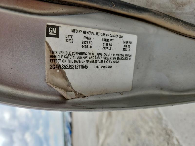 Aukcja sprzedaży 2003 Buick Century, vin: 2G4WS52J931211645, numer aukcji: 51361956