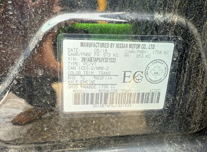 51353176 :رقم المزاد ، 3N1AB7AP9JY321533 vin ، 2018 Nissan Sentra مزاد بيع