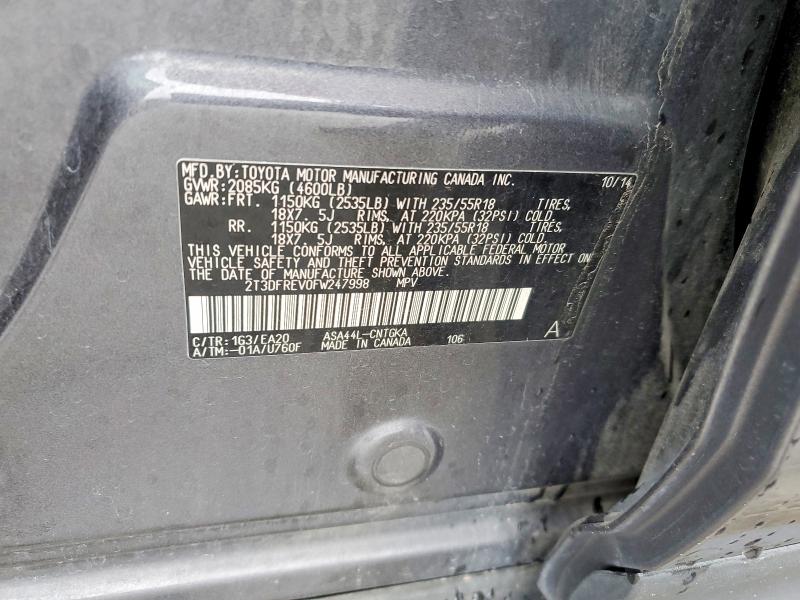 Продажа на аукционе авто 2015 Toyota Rav4, vin: 2T3DFREV0FW247998, номер лота: 51504426
