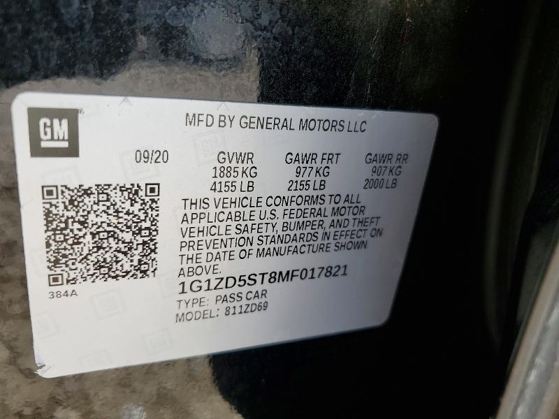 2021 Chevrolet Malibu მანქანა იყიდება აუქციონზე, vin: 1G1ZD5ST8MF017821, აუქციონის ნომერი: 51907216