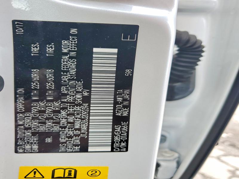 49926936 :رقم المزاد ، JTJYARBZ6J2092394 vin ، 2018 Lexus Nx 300 مزاد بيع