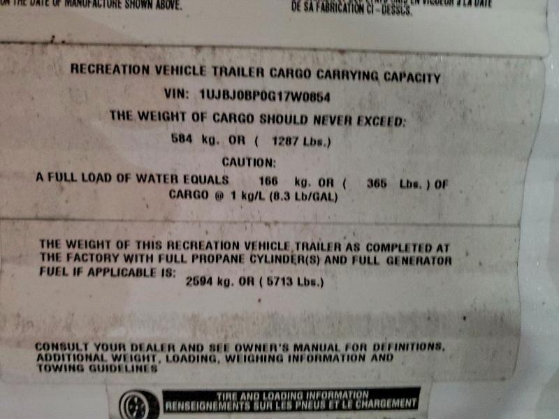 Продажа на аукционе авто 2016 Jayco Camper, vin: 1UJBJ0BP0G17W0854, номер лота: 48419606