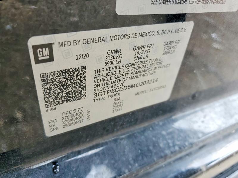 Продаж на аукціоні авто 2021 Gmc Sierra, vin: 3GTP8CED5MG203214, номер лоту: 48427186