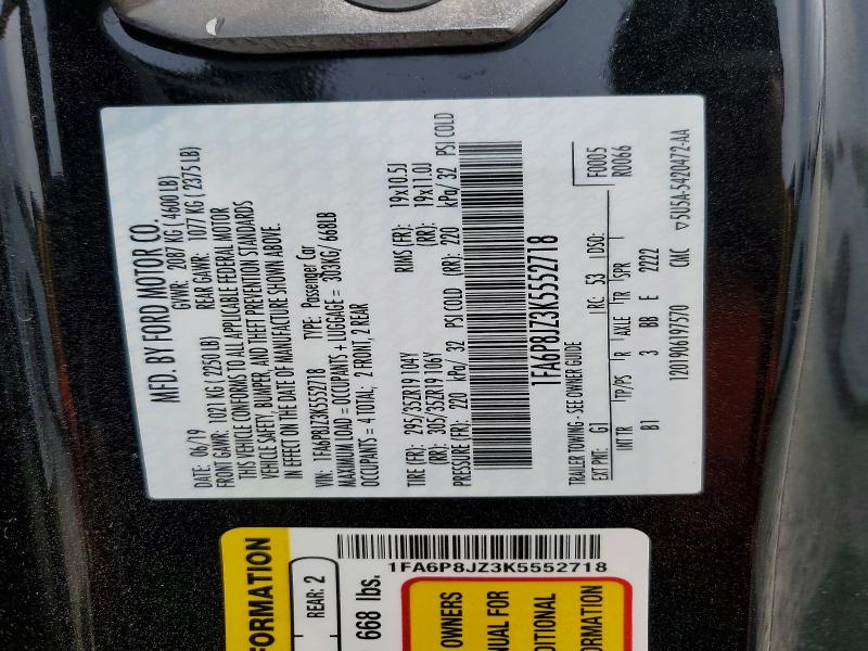 Продажа на аукционе авто 2019 Ford Mustang, vin: 1FA6P8JZ3K5552718, номер лота: 48855206