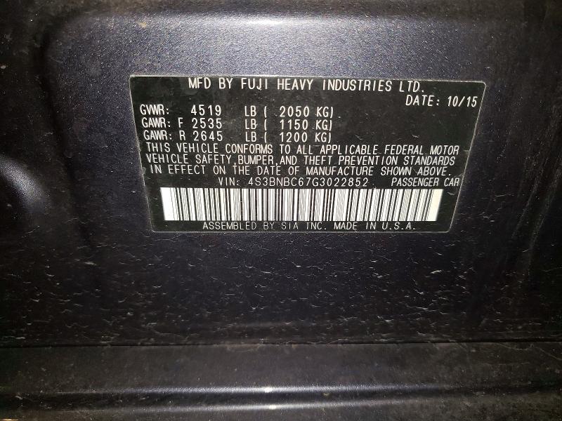 Продажа на аукционе авто 2016 Subaru Legacy, vin: 4S3BNBC67G3022852, номер лота: 50259976