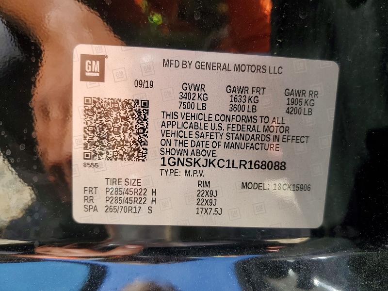 50763216 :رقم المزاد ، 1GNSKJKC1LR168088 vin ، 2020 Chevrolet Suburban مزاد بيع