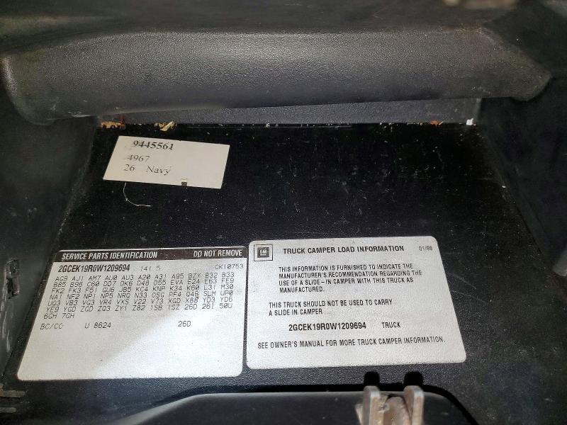 Продаж на аукціоні авто 1998 Chevrolet Gmt-400, vin: 2GCEK19R0W1209694, номер лоту: 48322166