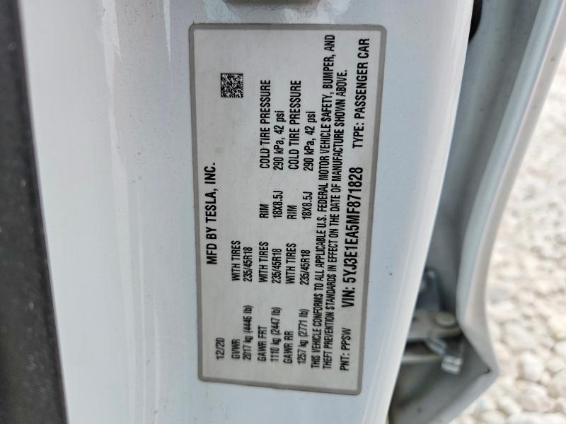 Продажа на аукционе авто 2021 Tesla Model 3, vin: 5YJ3E1EA5MF871828, номер лота: 47889966
