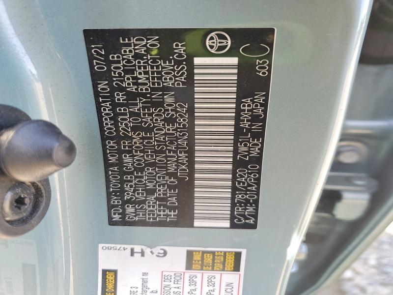 Aukcja sprzedaży 2022 Toyota Prius, vin: JTDKAMFU4N3158242, numer aukcji: 50278726
