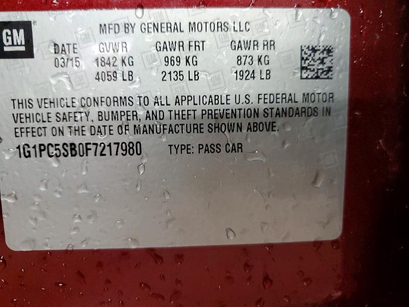 Продаж на аукціоні авто 2015 Chevrolet Cruze, vin: 1G1PC5SB0F7217980, номер лоту: 49076696