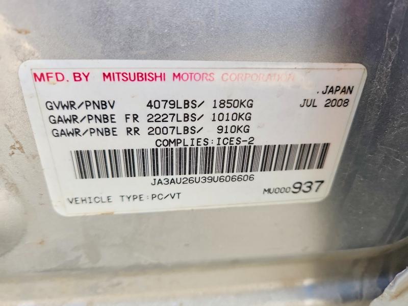 Aukcja sprzedaży 2009 Mitsubishi Lancer, vin: JA3AU26U39U606606, numer aukcji: 49452076
