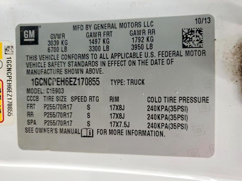 Aukcja sprzedaży 2014 Chevrolet Silverado, vin: 1GCNCPEH6EZ170855, numer aukcji: 51238436