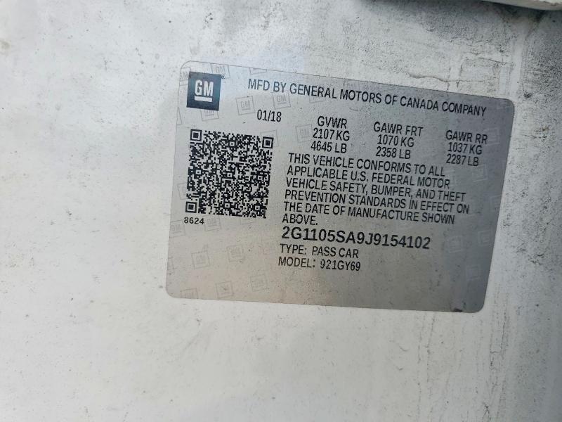 51817406 :رقم المزاد ، 2G1105SA9J9154102 vin ، 2018 Chevrolet Impala مزاد بيع