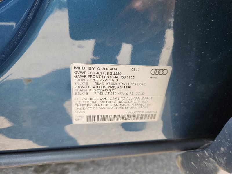 Aukcja sprzedaży 2018 Audi Q3, vin: WA1JCCFS0JR007124, numer aukcji: 50944936