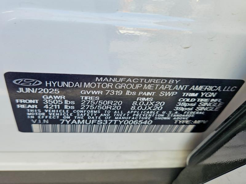 Продаж на аукціоні авто 2026 Hyundai Ioniq 9, vin: 7YAMUFS37TY006540, номер лоту: 48196936