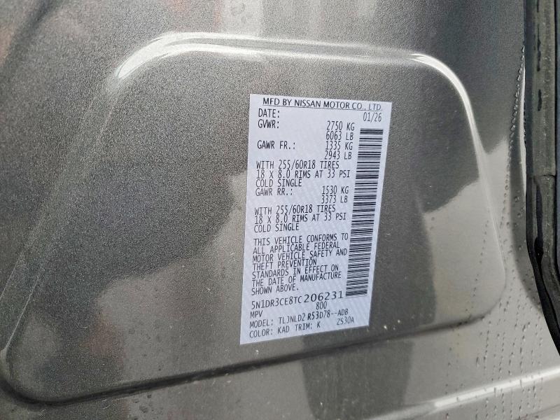 Продаж на аукціоні авто 2026 Nissan Pathfinder, vin: 5N1DR3CE8TC206231, номер лоту: 49405136