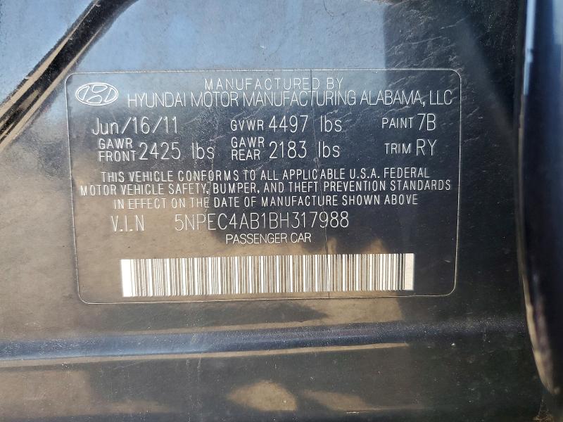 Aukcja sprzedaży 2011 Hyundai Sonata, vin: 5NPEC4AB1BH317988, numer aukcji: 51409696