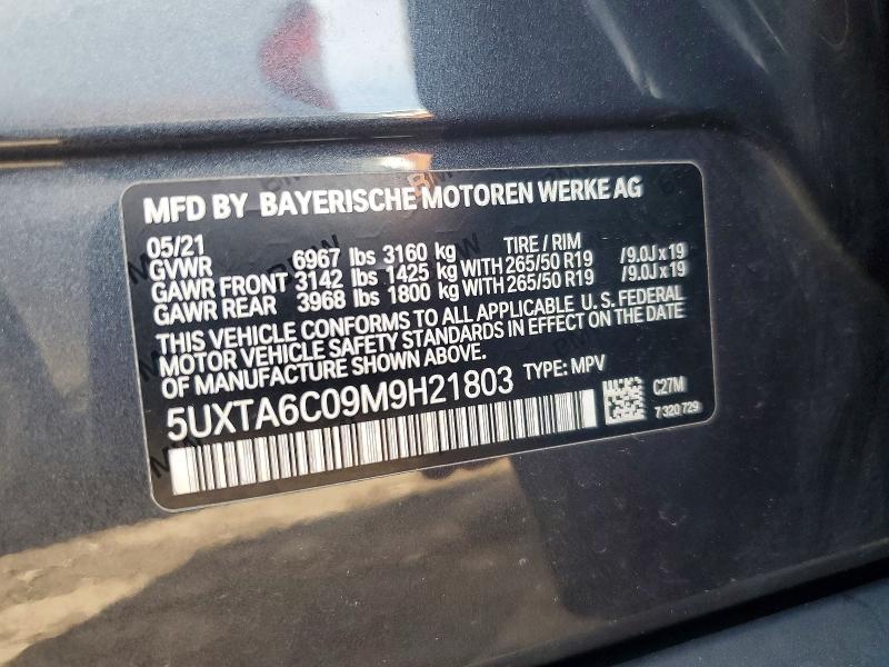 50634076 :رقم المزاد ، 5UXTA6C09M9H21803 vin ، 2021 Bmw X5 مزاد بيع