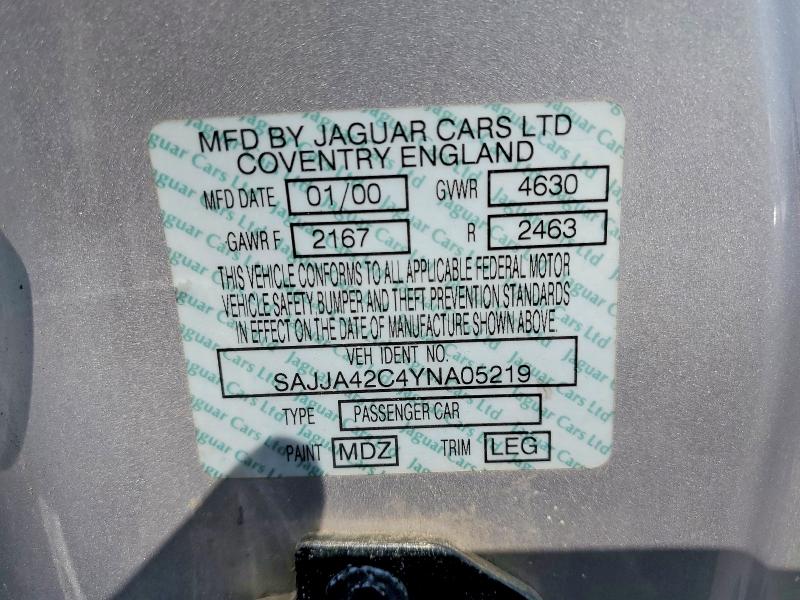 Продаж на аукціоні авто 2000 Jaguar Xk8, vin: SAJJA42C4YNA05219, номер лоту: 49328426