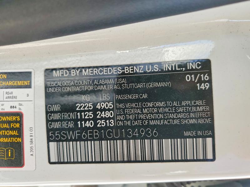 Продажа на аукционе авто 2016 Mercedes-benz C, vin: 55SWF6EB1GU134936, номер лота: 50305826