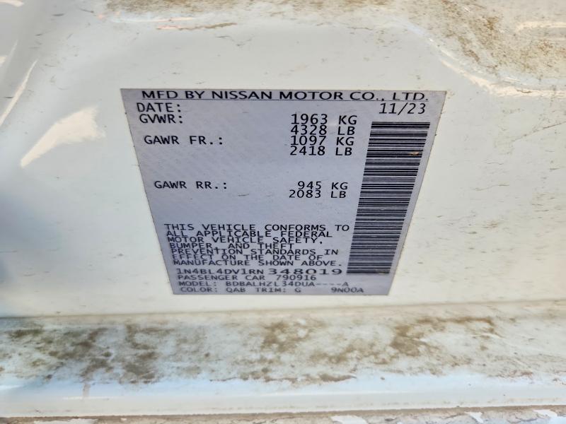 Aukcja sprzedaży 2024 Nissan Altima, vin: 1N4BL4DV1RN348019, numer aukcji: 49679676