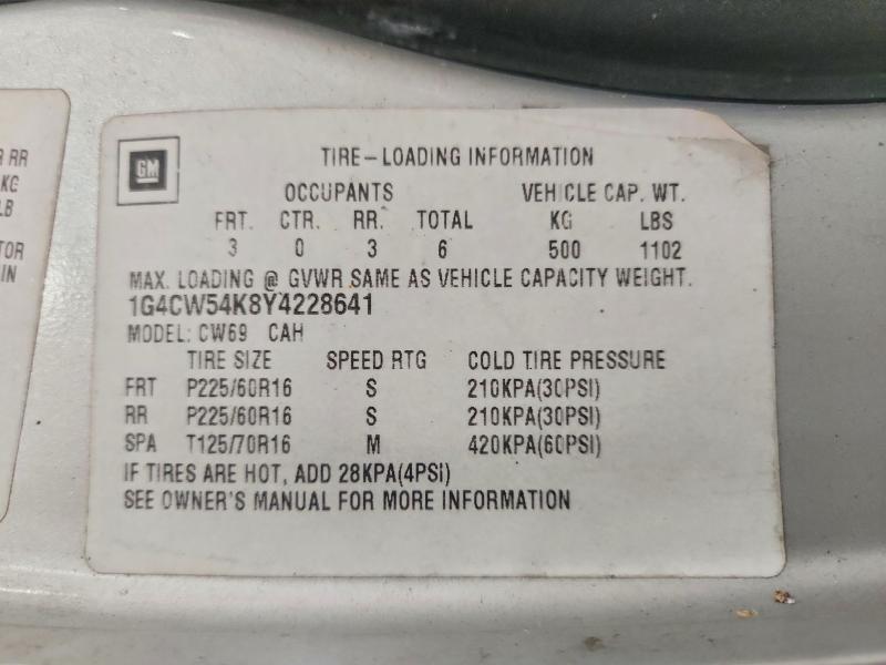 Продажа на аукционе авто 2000 Buick Park Avenue, vin: 1G4CW54K8Y4228641, номер лота: 48112766