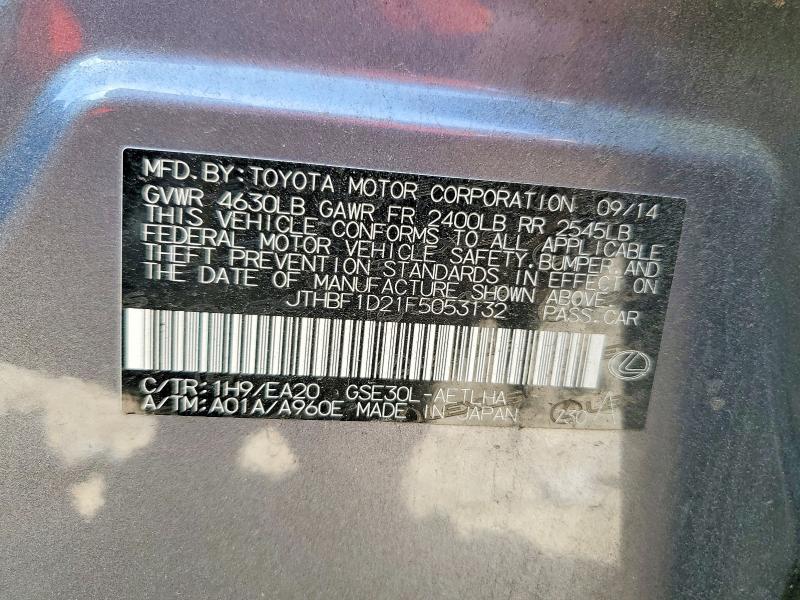 2015 Lexus Is მანქანა იყიდება აუქციონზე, vin: JTHBF1D21F5053132, აუქციონის ნომერი: 50391776
