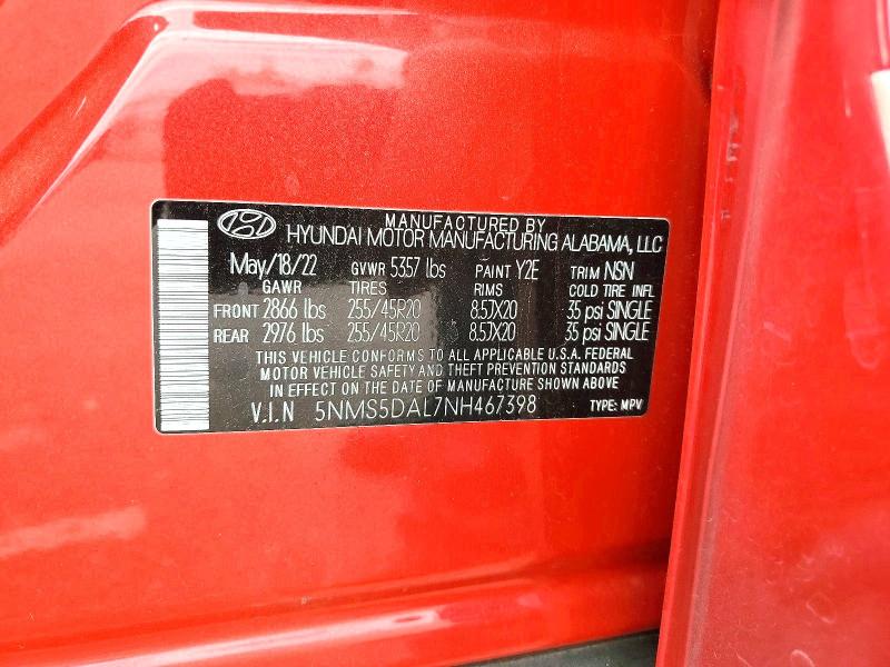 51205326 :رقم المزاد ، 5NMS5DAL7NH467398 vin ، 2022 Hyundai Santa Fe مزاد بيع