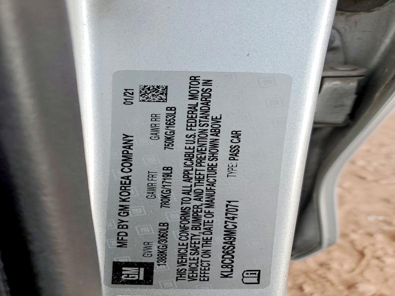 2021 Chevrolet Spark მანქანა იყიდება აუქციონზე, vin: KL8CD6SA9MC747071, აუქციონის ნომერი: 51087116