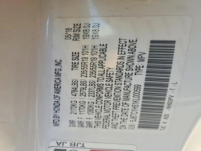 Aukcja sprzedaży 2019 Acura Rdx, vin: 5J8TC1H51KL000599, numer aukcji: 48296636