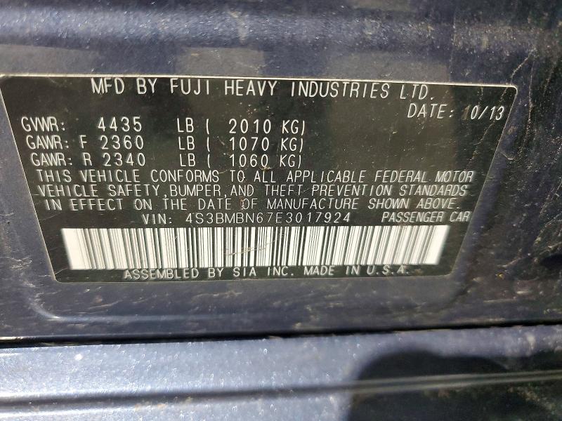 51380926 :رقم المزاد ، 4S3BMBN67E3017924 vin ، 2014 Subaru Legacy مزاد بيع