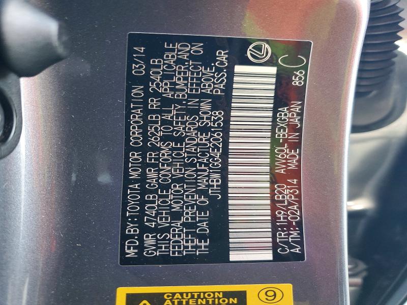 49102176 :رقم المزاد ، JTHBW1GG4E2061538 vin ، 2014 Lexus Es 300h مزاد بيع