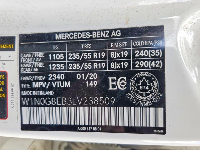 Aukcja sprzedaży 2020 Mercedes-benz Glc, vin: W1N0G8EB3LV238509, numer aukcji: 50653916