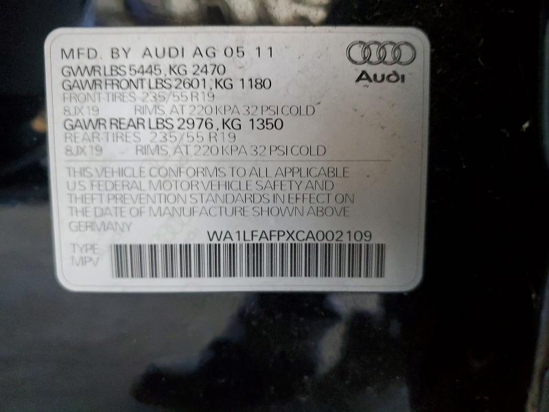48804486 :رقم المزاد ، WA1LFAFPXCA002109 vin ، 2012 Audi Q5 مزاد بيع