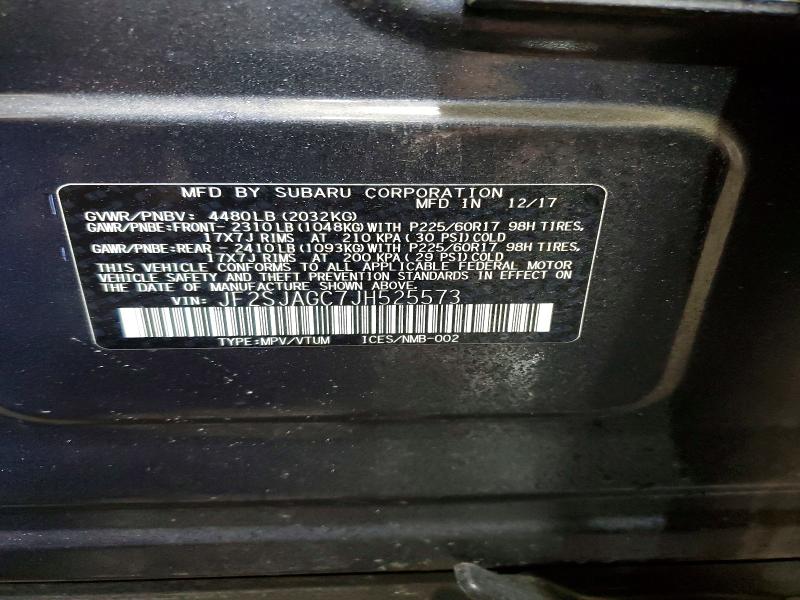 Auction sale of the 2018 Subaru Forester, vin: JF2SJAGC7JH525573, lot number: 50438126