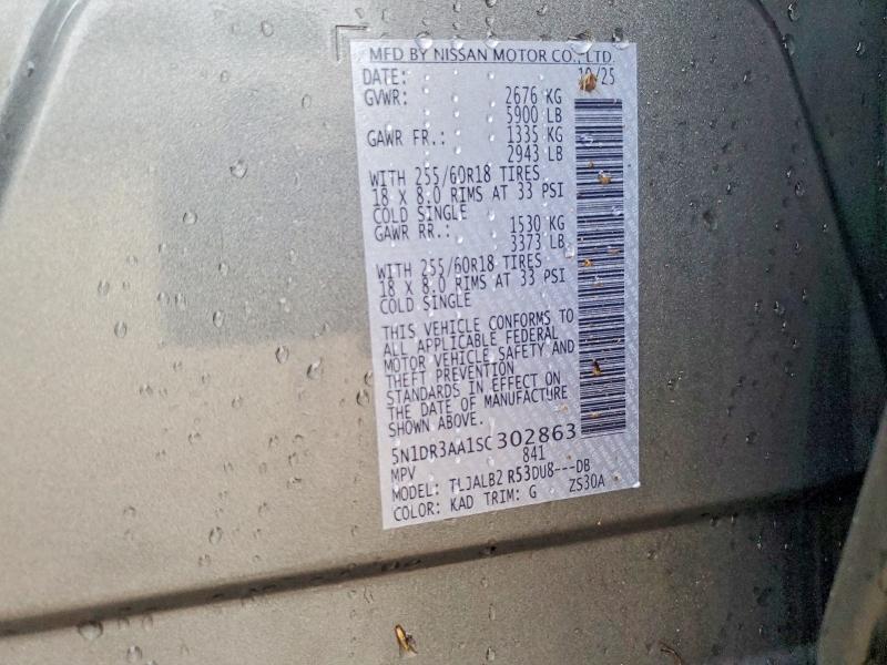 Aukcja sprzedaży 2025 Nissan Pathfinder, vin: 5N1DR3AA1SC302863, numer aukcji: 50914756