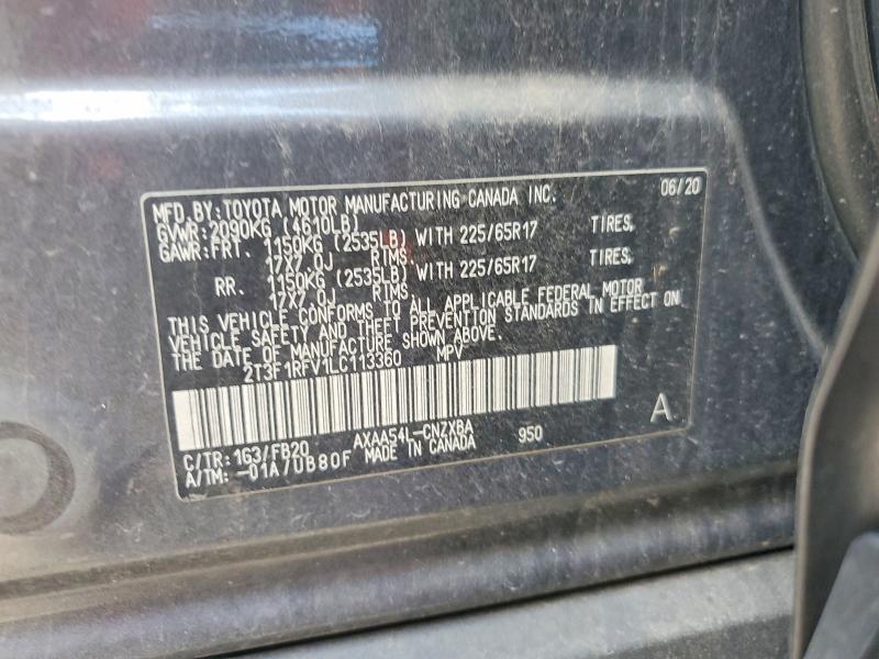 2020 Toyota Rav4 მანქანა იყიდება აუქციონზე, vin: 2T3F1RFV1LC113360, აუქციონის ნომერი: 49509616