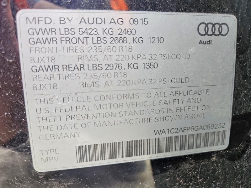 Aukcja sprzedaży 2016 Audi Q5, vin: WA1C2AFP6GA059232, numer aukcji: 49649776