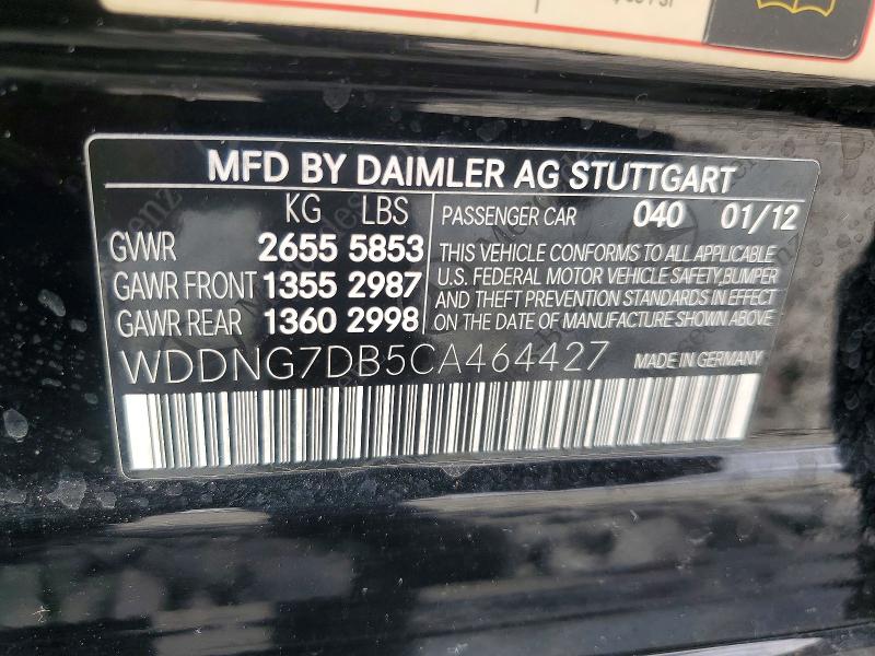 2012 Mercedes-benz S მანქანა იყიდება აუქციონზე, vin: WDDNG7DB5CA464427, აუქციონის ნომერი: 50673246