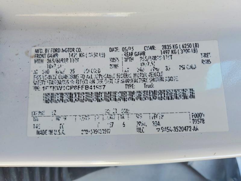 Продажа на аукционе авто 2015 Ford F150, vin: 1FTEW1CP8FFB41987, номер лота: 48994186