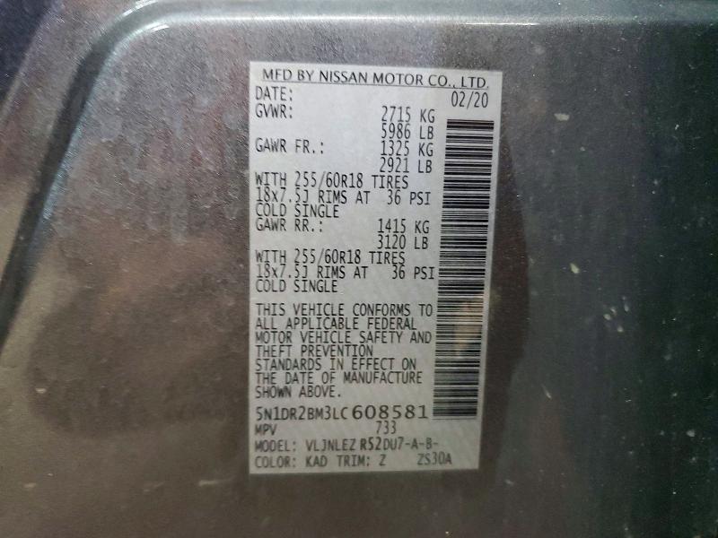 Продаж на аукціоні авто 2020 Nissan Pathfinder, vin: 5N1DR2BM3LC608581, номер лоту: 50290306