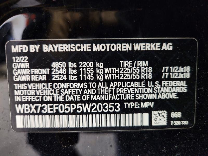 50276626 :رقم المزاد ، WBX73EF05P5W20353 vin ، 2023 Bmw X1 مزاد بيع