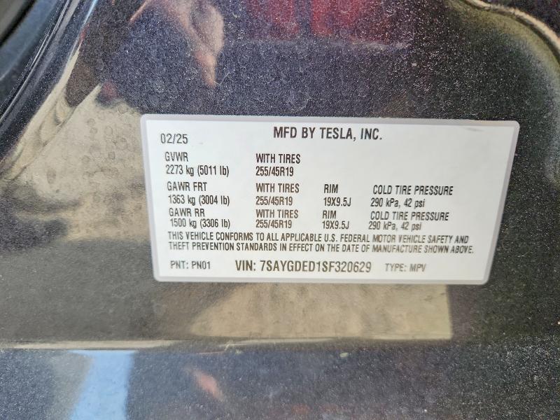 Aukcja sprzedaży 2025 Tesla Model Y, vin: 7SAYGDED1SF320629, numer aukcji: 48080566