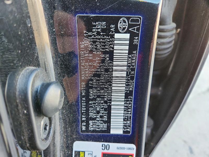 50058896 :رقم المزاد ، 2T1BURHE2JC004687 vin ، 2018 Toyota Corolla مزاد بيع