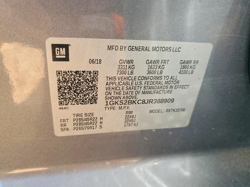 Aukcja sprzedaży 2018 Gmc Yukon, vin: 1GKS2BKC8JR388909, numer aukcji: 48778956
