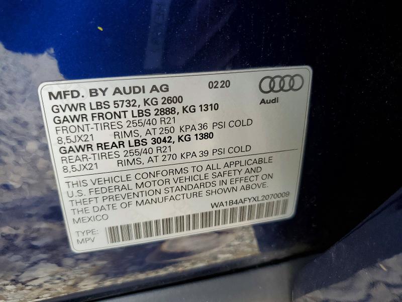 Продажа на аукционе авто 2020 Audi Sq5, vin: WA1B4AFYXL2070009, номер лота: 51013806